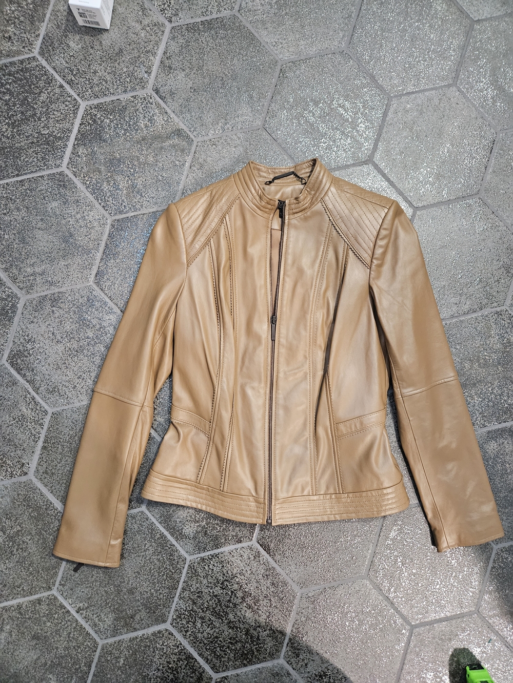 G.I.L.I. Beige-Tan Leather Zip-Front Jacket